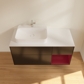 Тумба под раковину Villeroy & Boch Finion 120х50,1 см с подсветкой МДФ черный матовый лак/стекло белое матовое F401HBPD