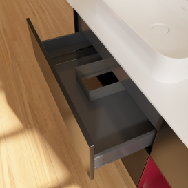 Тумба под раковину Villeroy & Boch Finion 120х50,1 см с подсветкой МДФ черный матовый лак/стекло белое матовое F401HBPD