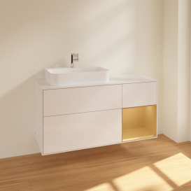 Тумба под раковину Villeroy & Boch Finion 120х50,1 см с подсветкой МДФ глянцевый белый лак/стекло белое матовое F401HFGF