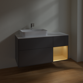 Тумба под раковину Villeroy & Boch Finion 120х50,1 см с подсветкой МДФ антрацит матовый лак/стекло белое матовое F401HFGK