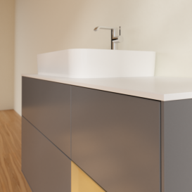 Тумба под раковину Villeroy & Boch Finion 120х50,1 см с подсветкой МДФ антрацит матовый лак/стекло белое матовое F401HFGK