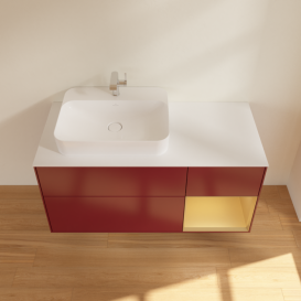 Тумба под раковину Villeroy & Boch Finion 120х50,1 см с подсветкой МДФ пион матовый лак/стекло белое матовое F401HFHB