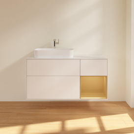 Тумба под раковину Villeroy & Boch Finion 120х50,1 см с подсветкой МДФ белый матовый лак/стекло белое матовое F401HFMT