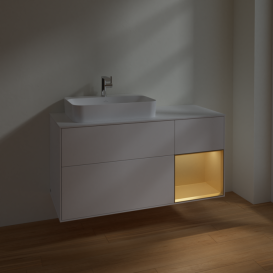 Тумба под раковину Villeroy & Boch Finion 120х50,1 см с подсветкой МДФ белый матовый лак/стекло белое матовое F401HFMT