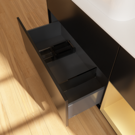 Тумба под раковину Villeroy & Boch Finion 120х50,1 см с подсветкой МДФ черный матовый лак/стекло белое матовое F401HFPD