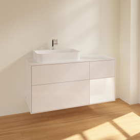 Тумба под раковину Villeroy & Boch Finion 120х50,1 см с подсветкой МДФ глянцевый белый лак/стекло белое матовое F401MTGF