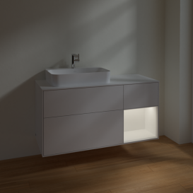 Тумба под раковину Villeroy & Boch Finion 120х50,1 см с подсветкой МДФ глянцевый белый лак/стекло белое матовое F401MTGF