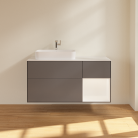 Тумба под раковину Villeroy & Boch Finion 120х50,1 см с подсветкой МДФ антрацит матовый лак/стекло белое матовое F401MTGK