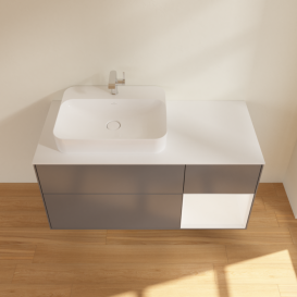 Тумба под раковину Villeroy & Boch Finion 120х50,1 см с подсветкой МДФ антрацит матовый лак/стекло белое матовое F401MTGK