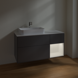 Тумба под раковину Villeroy & Boch Finion 120х50,1 см с подсветкой МДФ антрацит матовый лак/стекло белое матовое F401MTGK