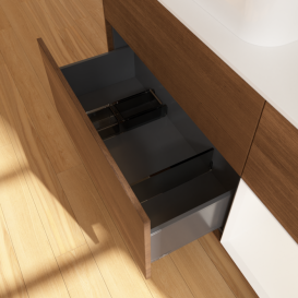 Тумба под раковину Villeroy & Boch Finion 120х50,1 см с подсветкой МДФ шпон грецкого ореха/стекло белое матовое F401MTGN