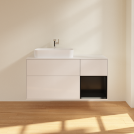 Тумба под раковину Villeroy & Boch Finion 120х50,1 см с подсветкой МДФ глянцевый белый лак/стекло белое матовое F401PDGF