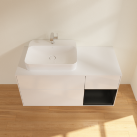 Тумба под раковину Villeroy & Boch Finion 120х50,1 см с подсветкой МДФ глянцевый белый лак/стекло белое матовое F401PDGF