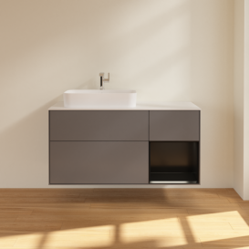 Тумба под раковину Villeroy & Boch Finion 120х50,1 см с подсветкой МДФ антрацит матовый лак/стекло белое матовое F401PDGK