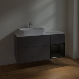 Тумба под раковину Villeroy & Boch Finion 120х50,1 см с подсветкой МДФ антрацит матовый лак/стекло белое матовое F401PDGK