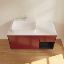 Тумба под раковину Villeroy & Boch Finion 120х50,1 см с подсветкой МДФ пион матовый лак/стекло белое матовое F401PDHB