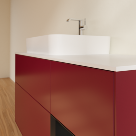 Тумба под раковину Villeroy & Boch Finion 120х50,1 см с подсветкой МДФ пион матовый лак/стекло белое матовое F401PDHB