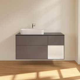 Тумба под раковину Villeroy & Boch Finion 120х50,1 см с подсветкой МДФ антрацит матовый лак/стекло черное матовое F402GFGK