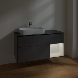 Тумба под раковину Villeroy & Boch Finion 120х50,1 см с подсветкой МДФ антрацит матовый лак/стекло черное матовое F402GFGK