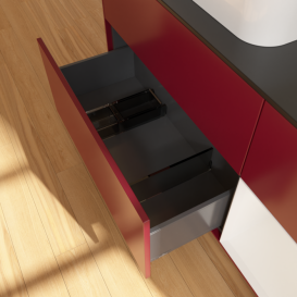 Тумба под раковину Villeroy & Boch Finion 120х50,1 см с подсветкой МДФ пион матовый лак/стекло черное матовое F402GFHB