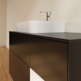 Тумба под раковину Villeroy & Boch Finion 120х50,1 см с подсветкой МДФ черный матовый лак/стекло черное матовое F402GFPD