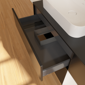 Тумба под раковину Villeroy & Boch Finion 120х50,1 см с подсветкой МДФ черный матовый лак/стекло черное матовое F402GFPD