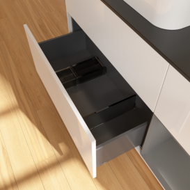 Тумба под раковину Villeroy & Boch Finion 120х50,1 см с подсветкой МДФ глянцевый белый лак/стекло черное матовое F402GKGF