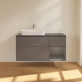 Тумба под раковину Villeroy & Boch Finion 120х50,1 см с подсветкой МДФ антрацит матовый лак/стекло черное матовое F402GKGK