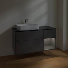 Тумба под раковину Villeroy & Boch Finion 120х50,1 см с подсветкой МДФ антрацит матовый лак/стекло черное матовое F402GKGK