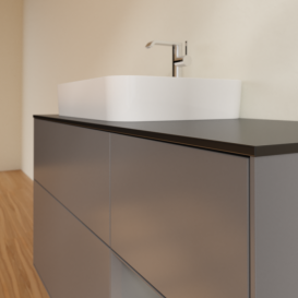 Тумба под раковину Villeroy & Boch Finion 120х50,1 см с подсветкой МДФ антрацит матовый лак/стекло черное матовое F402GKGK