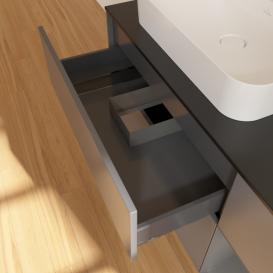 Тумба под раковину Villeroy & Boch Finion 120х50,1 см с подсветкой МДФ антрацит матовый лак/стекло черное матовое F402GKGK