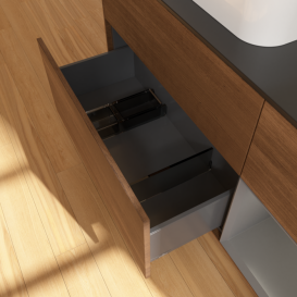 Тумба под раковину Villeroy & Boch Finion 120х50,1 см с подсветкой МДФ шпон грецкого ореха/стекло черное матовое F402GKGN