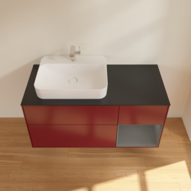 Тумба под раковину Villeroy & Boch Finion 120х50,1 см с подсветкой МДФ пион матовый лак/стекло черное матовое F402GKHB