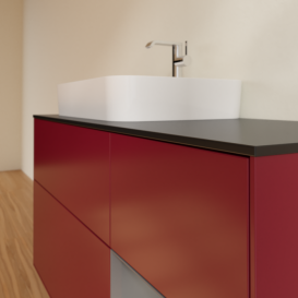 Тумба под раковину Villeroy & Boch Finion 120х50,1 см с подсветкой МДФ пион матовый лак/стекло черное матовое F402GKHB