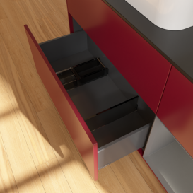 Тумба под раковину Villeroy & Boch Finion 120х50,1 см с подсветкой МДФ пион матовый лак/стекло черное матовое F402GKHB