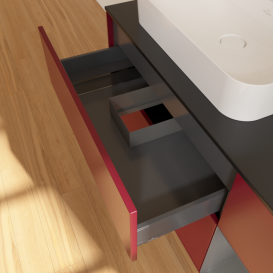 Тумба под раковину Villeroy & Boch Finion 120х50,1 см с подсветкой МДФ пион матовый лак/стекло черное матовое F402GKHB