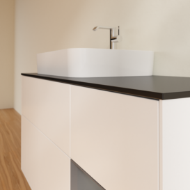 Тумба под раковину Villeroy & Boch Finion 120х50,1 см с подсветкой МДФ белый матовый лак/стекло черное матовое F402GKMT