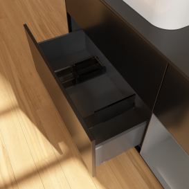 Тумба под раковину Villeroy & Boch Finion 120х50,1 см с подсветкой МДФ черный матовый лак/стекло черное матовое F402GKPD