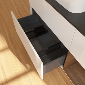 Тумба под раковину Villeroy & Boch Finion 120х50,1 см с подсветкой МДФ глянцевый белый лак/стекло черное матовое F402GNGF