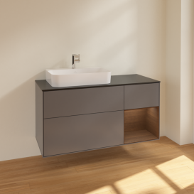 Тумба под раковину Villeroy & Boch Finion 120х50,1 см с подсветкой МДФ антрацит матовый лак/стекло черное матовое F402GNGK