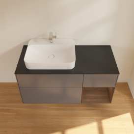 Тумба под раковину Villeroy & Boch Finion 120х50,1 см с подсветкой МДФ антрацит матовый лак/стекло черное матовое F402GNGK