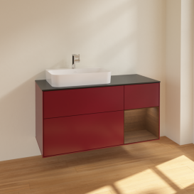 Тумба под раковину Villeroy & Boch Finion 120х50,1 см с подсветкой МДФ пион матовый лак/стекло черное матовое F402GNHB