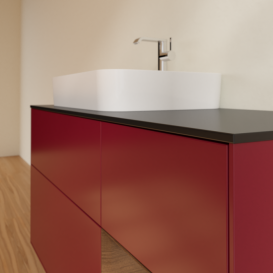 Тумба под раковину Villeroy & Boch Finion 120х50,1 см с подсветкой МДФ пион матовый лак/стекло черное матовое F402GNHB