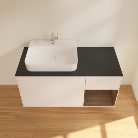 Тумба под раковину Villeroy & Boch Finion 120х50,1 см с подсветкой МДФ белый матовый лак/стекло черное матовое F402GNMT