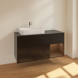 Тумба под раковину Villeroy & Boch Finion 120х50,1 см с подсветкой МДФ черный матовый лак/стекло черное матовое F402GNPD