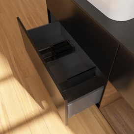 Тумба под раковину Villeroy & Boch Finion 120х50,1 см с подсветкой МДФ черный матовый лак/стекло черное матовое F402GNPD