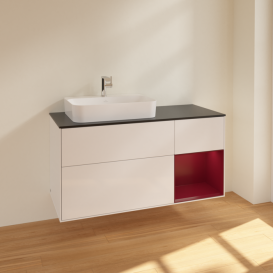 Тумба под раковину Villeroy & Boch Finion 120х50,1 см с подсветкой МДФ глянцевый белый лак/стекло черное матовое F402HBGF