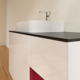 Тумба под раковину Villeroy & Boch Finion 120х50,1 см с подсветкой МДФ глянцевый белый лак/стекло черное матовое F402HBGF