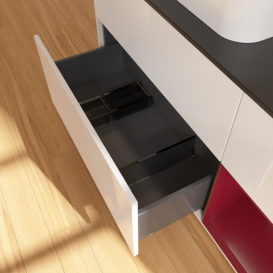 Тумба под раковину Villeroy & Boch Finion 120х50,1 см с подсветкой МДФ глянцевый белый лак/стекло черное матовое F402HBGF