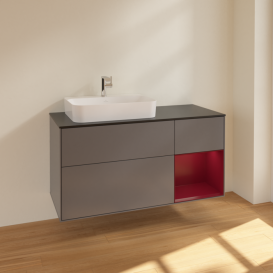 Тумба под раковину Villeroy & Boch Finion 120х50,1 см с подсветкой МДФ антрацит матовый лак/стекло черное матовое F402HBGK